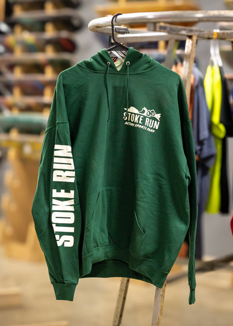 Stoke Run Sleeve Print Hoodie - XL, Green - Stoke Run LLC