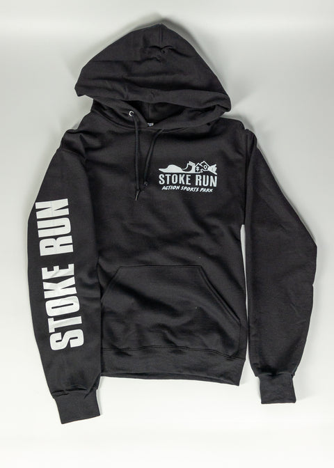 Stoke Run Sleeve Print Hoodie - L, Black - Stoke Run LLC