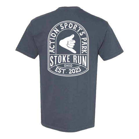 Stoke Run Arch Logo Tee - M - Denim - Stoke Run LLC