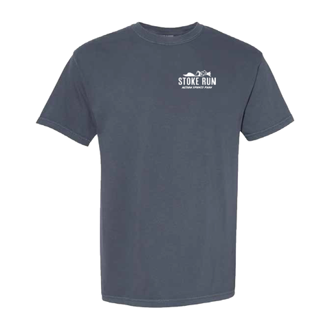 Stoke Run Arch Logo Tee - M - Denim - Stoke Run LLC