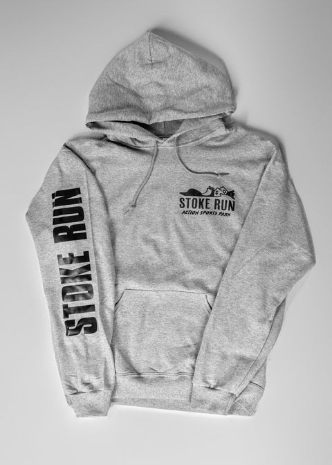 Stoke Run Sleeve Print Hoodie - XL, Heather Gray - Stoke Run LLC