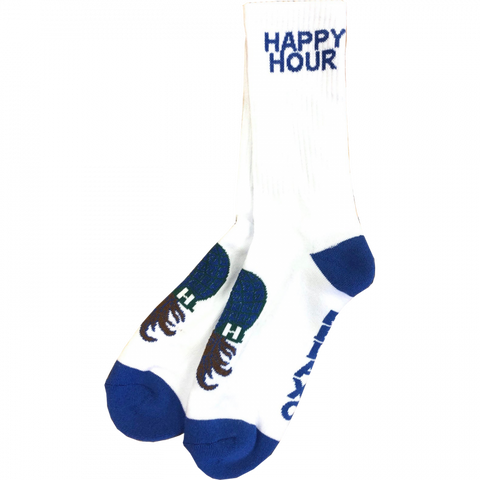 HAPPY HR MUCHO RELAXO CREW SOCKS WHT/BLU  1pr - Stoke Run LLC
