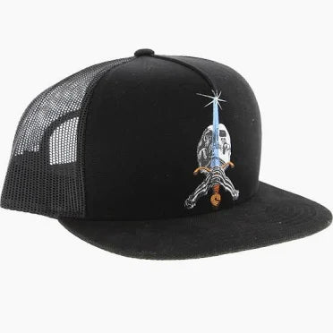 Powell Peralta Skull And Sword Trucker hat - Black - Stoke Run LLC