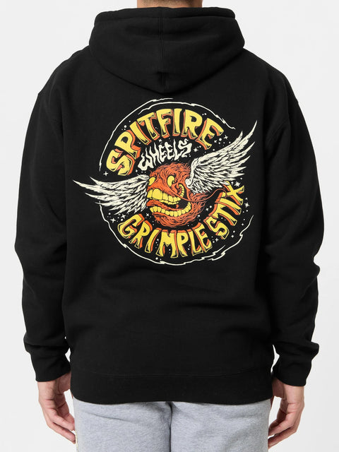 Spitfire HD Flying Grimple Black Hoodie - Stoke Run LLC
