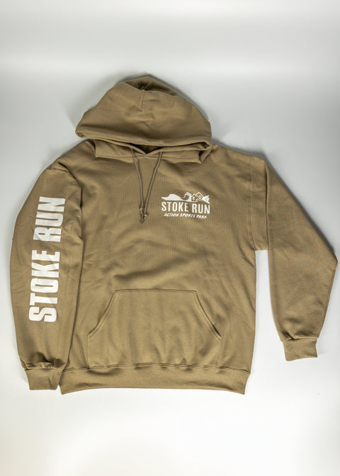 Stoke Run Sleeve Print Hoodie - XL, Tan - Stoke Run LLC