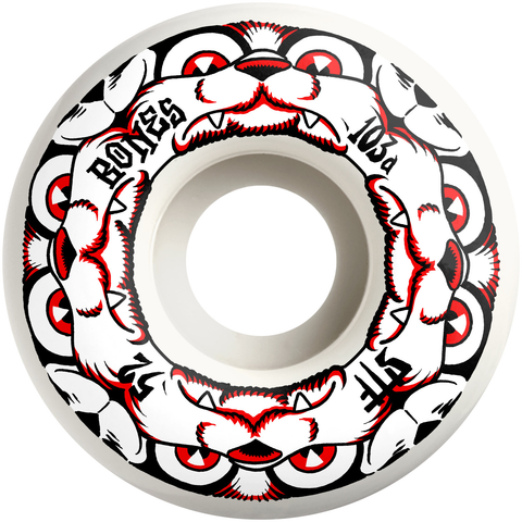 BONES WHEELS STF Skateboard Wheels 4 DOG NIGHT - 52mm V4 Wide 103A 4pk White - Stoke Run LLC
