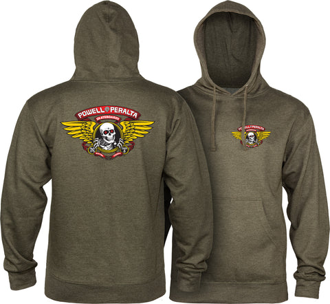 Powell Peralta Winged Ripper Hooded Sweatshirt Mid Weight Army Heather