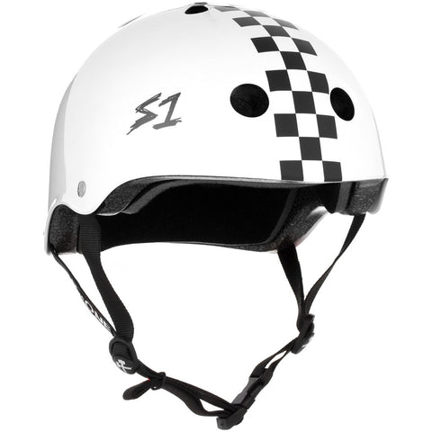 Mega Lifer Helmet White Gloss Checker - Stoke Run LLC