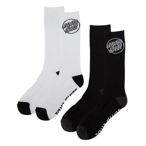 Opus Strip Crew Socks Black/White 9-11 2 Pairs Mens Santa Cruz - Stoke Run LLC