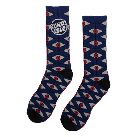Salba Eyes Mid Crew Socks Blue Dusk/Black 9-11 1 Pair Mens Santa Cruz - Stoke Run LLC